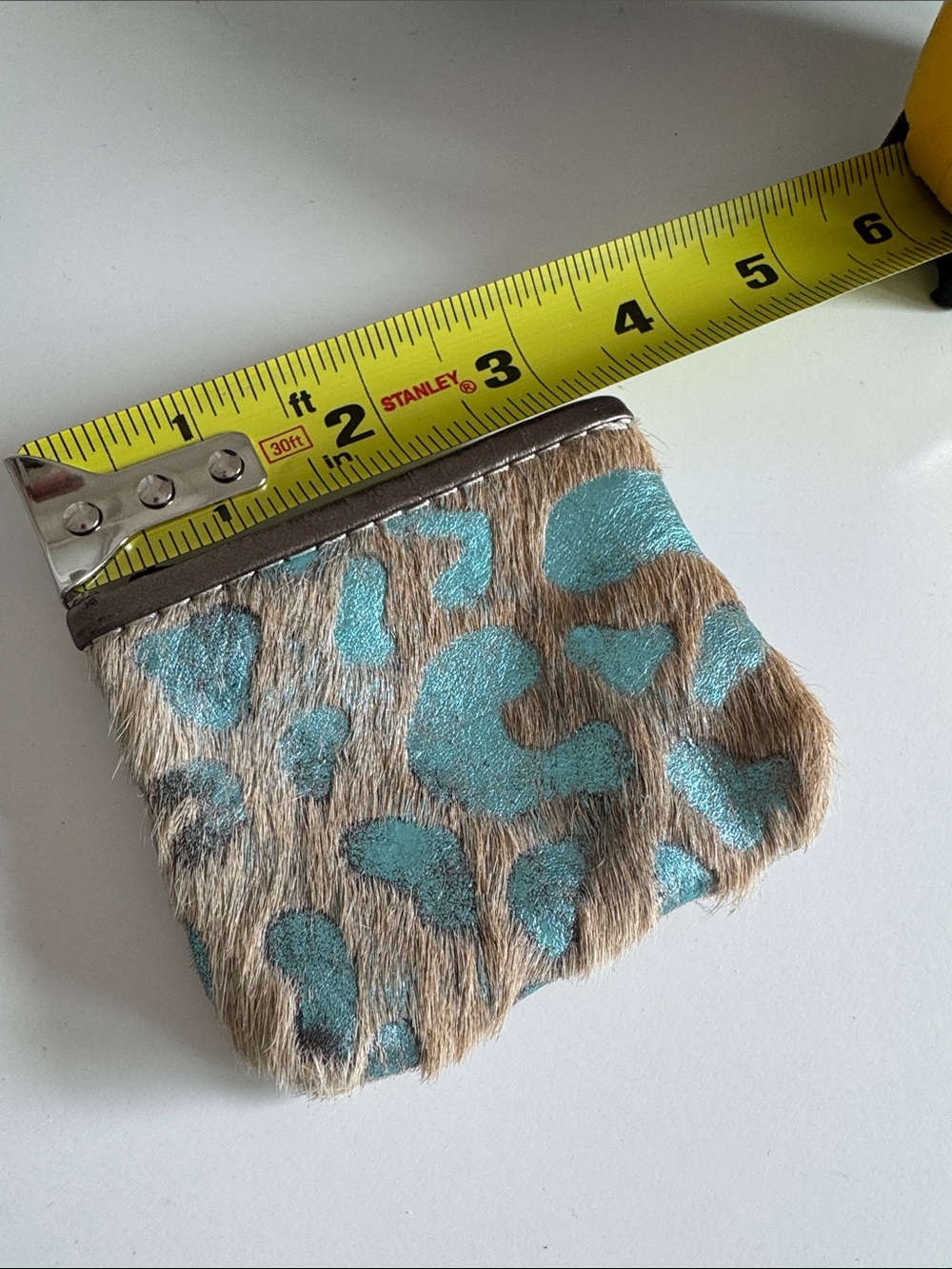 MayaMoonDesigns Metalic Turquoise Leopard Coin Jewelry Pouch